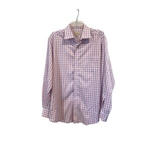 Tommy Bahama Mens Purple‎ Plaid Long Sleeve Button Down Shirt 16.5 34-35 XL